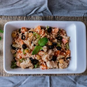 cooked food on white rectangular container